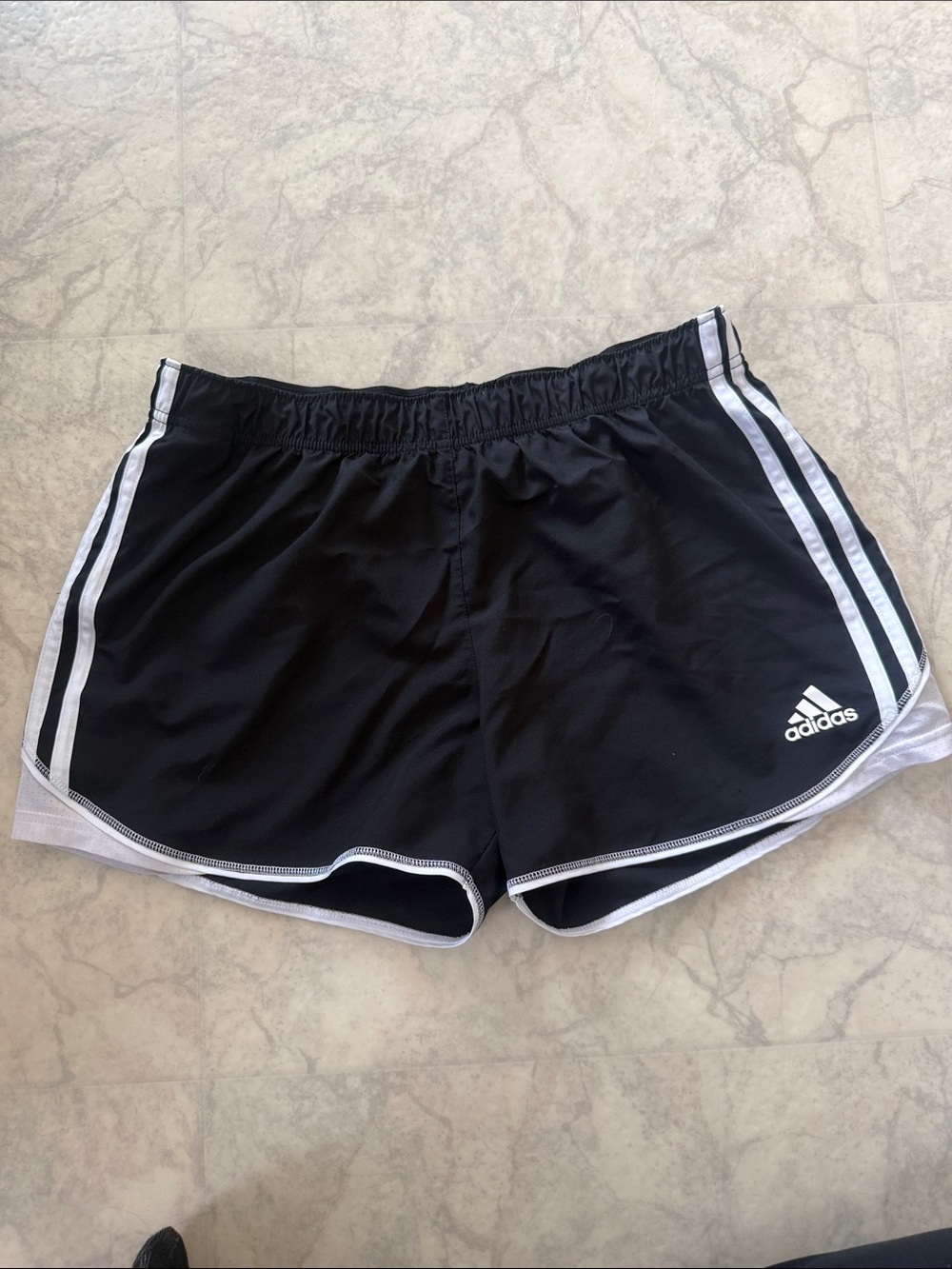 adidas Women's Black Athletic Shorts with White Stripes